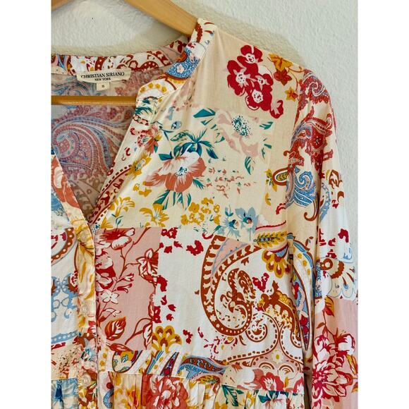 CHRISTIAN SIRIANO | Top Blouse Peasant Floral Western Fall Paisley Boho | SMALL - Picture 3 of 6